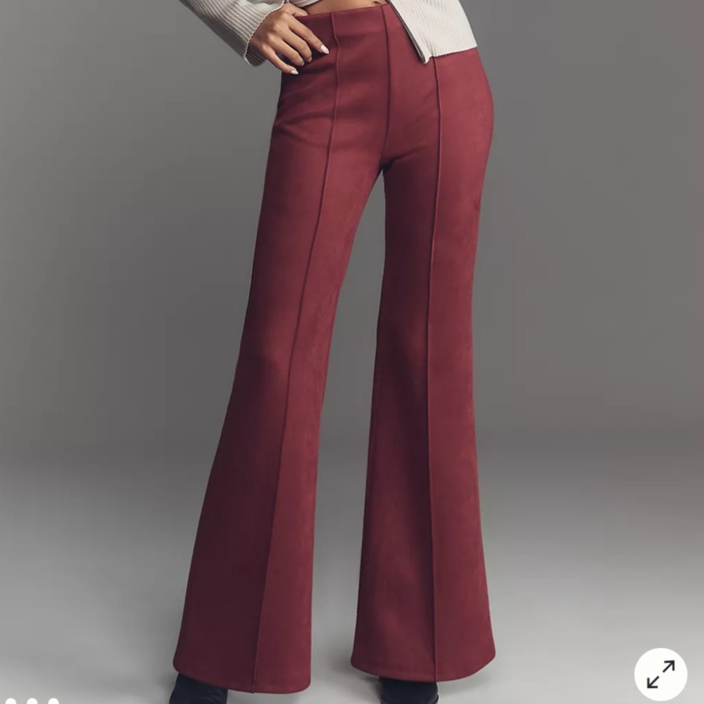 Anthropologie Elegant Burgundy Flared Pants